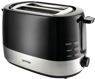 Тостер  Gorenje, 850Вт, пластик/ металл , функц. розморож, автовідключення, чорний