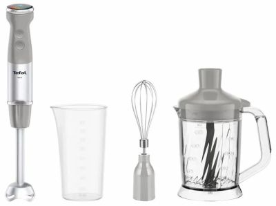 Блендер Tefal заглибний Quickchef+ 1000Вт, 3в1, чаша-800мл, чопер-1000мл, турборежим, сріблясто-сіри