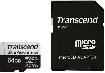 Карта пам'яті Transcend microSD   64GB C10 UHS-I U3 A2 R160/W80MB/s + SD