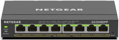 Комутатор NETGEAR GS308EPP 8xGE PoE, 123Вт, WebSmart