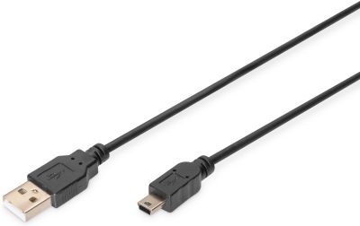 Кабель DIGITUS USB-A > USB-mini B синхронізації, 3.0 m, чорний
