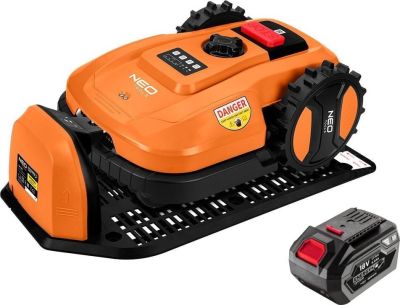 Газонокосарка-робот акумуляторна Neo Tools Energy+ 18В 1х6.0А·год 20-60мм 67дБ 600м2 3100об/хв кабел