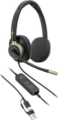 Гарнітура комп'ютерна стерео On-ear HP Poly Mission 825, USB-A, USB-C, 4 x Uni-mic, ANC, Beamforming