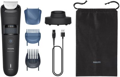 Тример Philips Series 5000, для бороди і вусів, акум., сталь, чорний