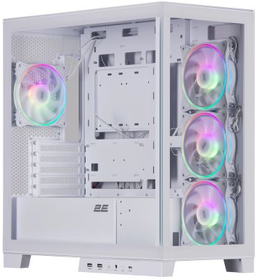 Корпус 2E GAMING Fantom GK701W без БЖ 2xUSB3.0, 1xUSBType-C, 4x120мм ARGB, VGA 400мм, LCS ready, кон