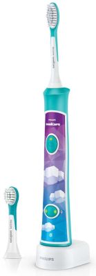 Щітка зубна електр. Philips, Sonicare For Kids, для дітей, 62т. колив/хв, насадок-2, Bluetooth, голу