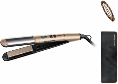 Випрямляч Rowenta Glam &amp; Shine 2в1, темп.режимів-8, 140-210С, дисплей, кераміка, золотий