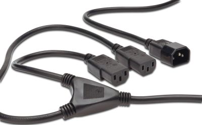 Кабель живлення DIGITUS C14 > 2xC13, 1.7м, чорний