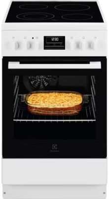 Плита Electrolux електрична склокерамічна, 57л, 50x60см, дисплей, конвекція, білий