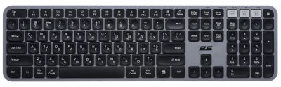 Клавіатура мембранна 2E KS240 110key, WL/BT, EN/UK/RU, сіро-чорний