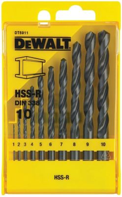 Набір свердел по металу DeWalt HSS-R, 1-10мм, кейс 10шт