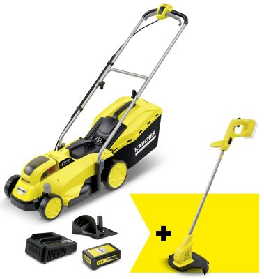Karcher Набір газонокосарка та тример садовий акумуляторні Karcher LMO 18-33+LTR 18-25+Starter kit 1