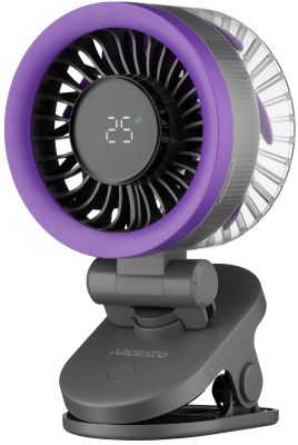 Вентилятор ARDESTO OneBreeze FT-M83GR настільний/настінний, прищіпка, 9см, дисплей, акумулятор, USB-