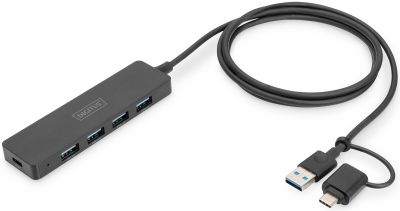 Хаб DIGITUS USB-A/C > 4хUSB-А, 1,2 м, активний (опція)