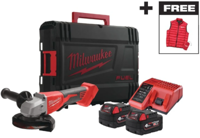 Шліфмашина кутова акумуляторна Milwaukee M18 BLSAG125XPD-402X 125мм 18В 2x4А·год ЗП М12-18С 11000об/