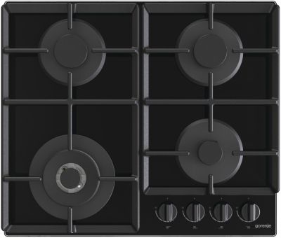 Варильна поверхня Gorenje газова на склі, 60см, чавун, чорний