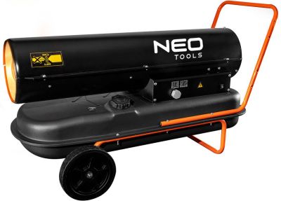 Теплова гармата дизель/гас Neo Tools, прямого нагріву, 50кВт, 720м2, 1100м3/год, колеса, IPX4, чорни