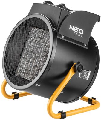 Теплова гармата електрична Neo Tools, 5кВт, 80м2, 588м3/год, 380В, керамічний нагрів. елемент (PTC),