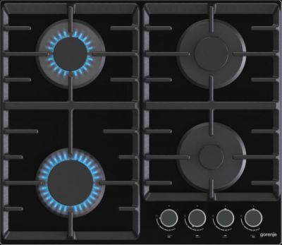 Варильна поверхня Gorenje газова на склі, 60см, чавун, чорний