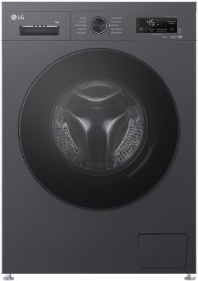 Пральна машина LG фронтальна, 7кг, 1200, A, 44см, дисплей, пара, інвертор, чорний