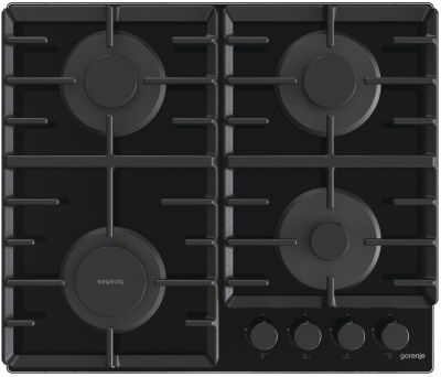 Варильна поверхня Gorenje газова на склі, 60см, чавун, чорний