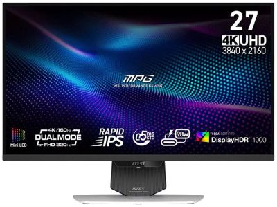 MSI Монітор 27" MPG 274URDFW-E16M 2xHDMI, DP, USB-C, IPS, MiniLED, 3840x2160, 160/320Hz, 0.5ms, sRGB