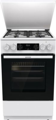 Плита Gorenje комбінована, 70л, 50x60см, метал. кришка, дисплей, IconLed, емальовані, білий