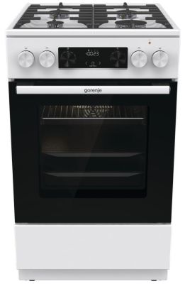 Плита Gorenje комбінована, 70л, 50x60см, дисплей, чавун, білий