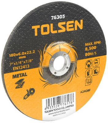 Диск шліфувальний Tolsen по металу, 115х6.0х22.2мм