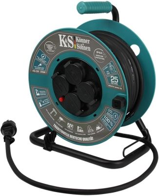Подовжувач мережевий Konner&amp;Sohnen KS CR-25M, 25м, 4xТипF, 16A, зелений