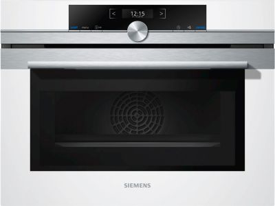Духова шафа Siemens електрична компактна, 45л, A, дисплей, конвекція, ф-ція мікрохвиль, білий