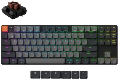 Keychron Клавиатура механическая K1 V6 87Key, K pro Brown, USB-A, QMK, EN/RU, RGB, чорный
