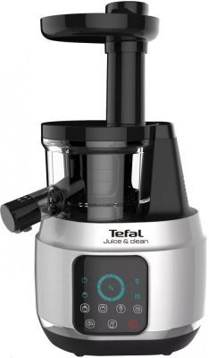 Соковитискач Tefal Juice&amp;Clean шнековий 150Вт, чаша-0.8л, жмих-0.8л, пластик, сріблясто-чорний