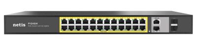 Комутатор Netis P124GH 24xFE PoE, 4xGE (2xUplink, 2xSFP), 360Вт, Некерований