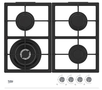 Варильна поверхня Beko газова, 60см, чавун, білий