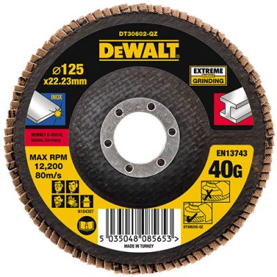 Диск пелюстковий шліфувальний DeWalt INOX Extreme 125x22.23мм G40мкм