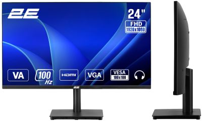 Монітор 2E 23.8" A2425B D-Sub, HDMI, VA, 100Hz, FreeSync