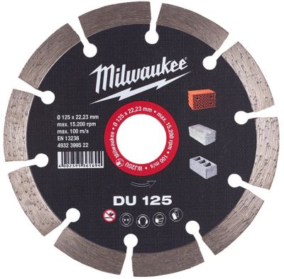 Диск алмазний Milwaukee, сегментний, по бетону шлакоблоку цеглі, 125х22.2мм