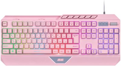Клавіатура мембранна 2E GAMING KG315 110key, USB-A, EN/UA, RGB, рожевий