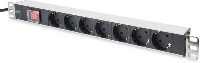 Пристрій розподілу електроживлення DIGITUS 1U, 7xSchuko, 16A, 250V, вимикач, вилка Schuko