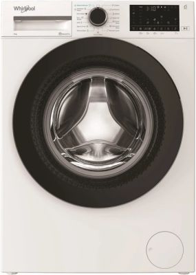 Пральна машина Whirlpool фронтальна, 8кг, 1400, А, 55см, дисплей, пара, інвертор, люк чорний, білий