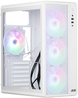 Корпус 2E GAMING Credo Plus V510W без БЖ, 1xUSB3.0, 1х USB 2.0, 1xUSB Type-C, 4x120мм RGB Rainbow, V