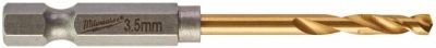 Свердло по металу Milwaukee RedHEX HSS-G TiN, 3.5х25х69мм, 2шт