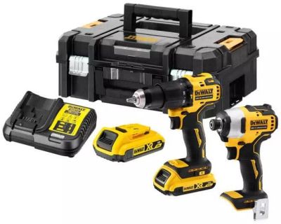 Набір із двох акумуляторних інструментів DeWalt 18В XR дриль-шурупокрут DCD709 шурупокрут ударний DC