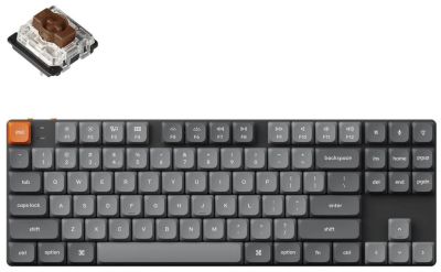 Keychron Клавиатура механическая K1 Max 87Key, K pro Brown, USB-A, QMK, EN/RU, White Led, черный
