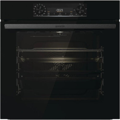 Духова шафа Gorenje електрична, 77л, A+, пара, дисплей, чорний