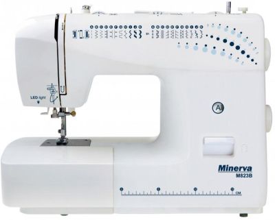 Швейна машина МINERVA M823B, електромех., 85Вт, 26 шв.оп., петля напівавтомат, білий + синій