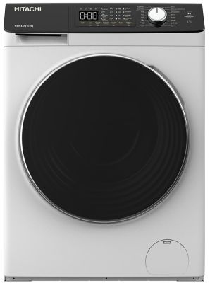 Прально-сушильна машина Hitachi фронтальна, 8(5)кг, 1400, B, 60см, дисплей, пара, інвертор, білий