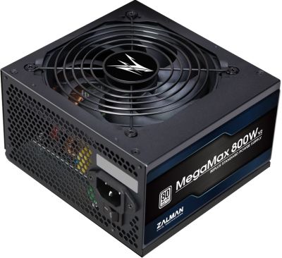 Блок живлення  Zalman Megamax  (800W), 83%, 80+ White, 120мм, 1xMB 24pin(20+4), 2xCPU (8pin+(4+4)pin
