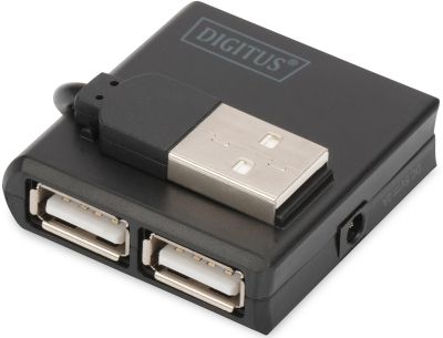 Концентратор DIGITUS USB 2.0, 4 порта, чорний